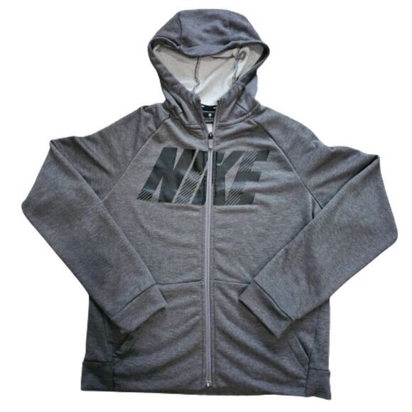 Nike Boy's Dark Gray Dri-Fit Full Zip Graphic Training Hoodie Size XL - Picture 1 of 10